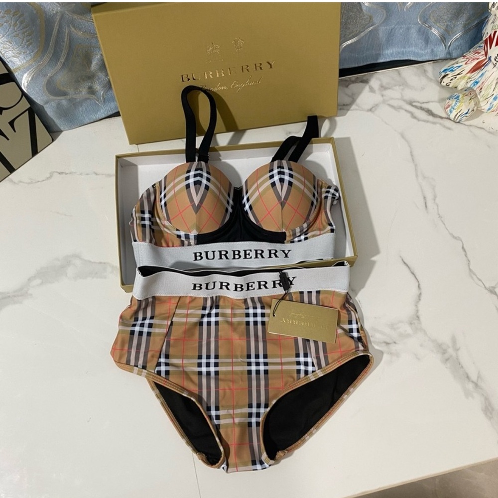 Burberry Plaid Bikini Set - Tan and Black